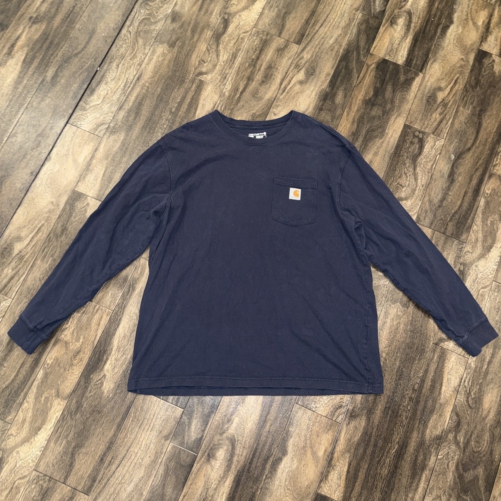 Carhartt Loose Fit‎ CrewNeck Navy Blue Long-Sleeve Workshirt Men's XL